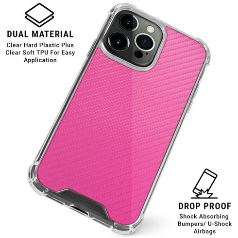 Pink Carbon Fiber Specialty Texture Material iPhone 16 Pro Clear Case
